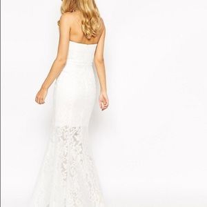 Jarlo London Masa Abito Lungo Da Sera Donna, Modello Fishtail, Scollo Alto, Maniche In Pizzo, Dorso Ricamato, Tessuto Liscio - 3